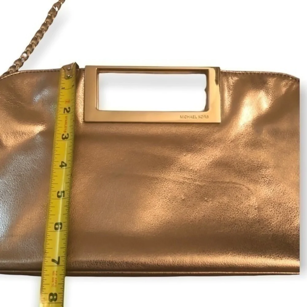 Michael kors silver leather convertible clutch bag